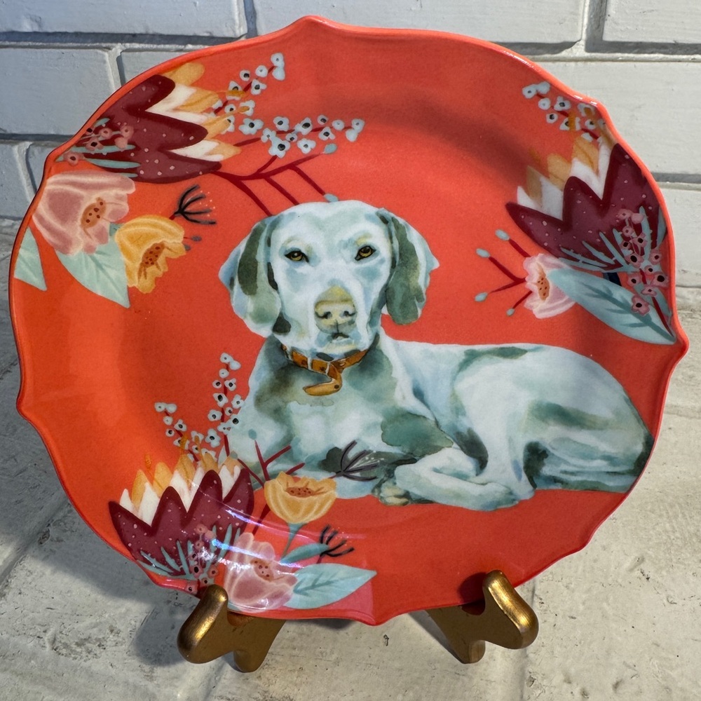 NWT Anthropologie Jay McClellan Studio Dog Plate 180 Degrees Porcelain Plate